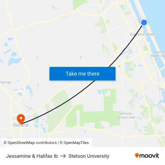 Jessamine & Halifax Ib to Stetson University map