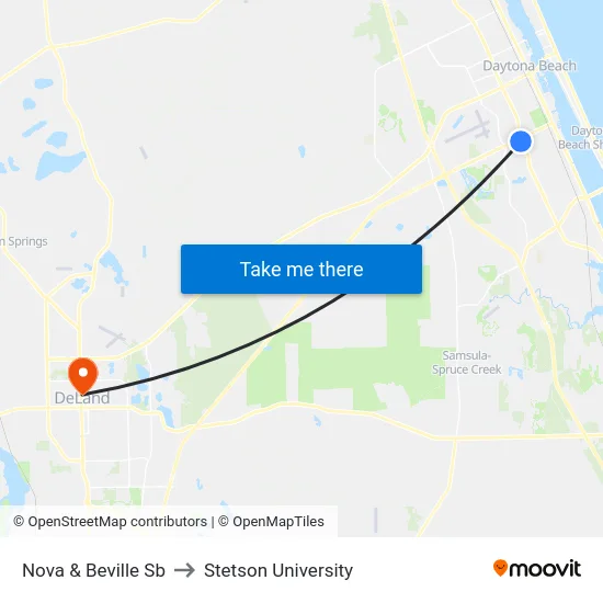 Nova & Beville Sb to Stetson University map