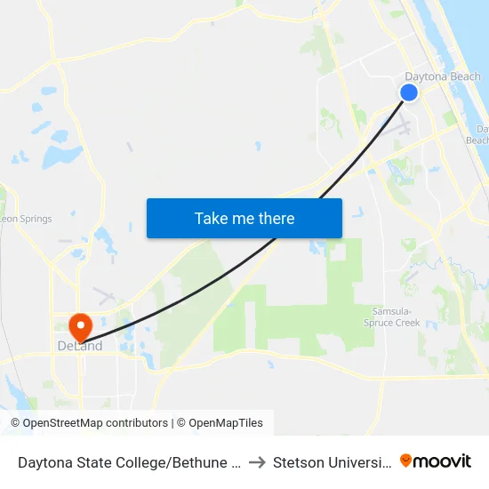 Daytona State College/Bethune Ib to Stetson University map