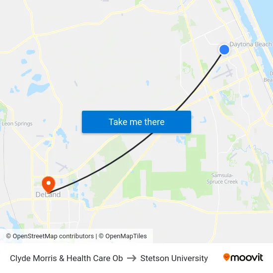 Clyde Morris & Health Care Ob to Stetson University map