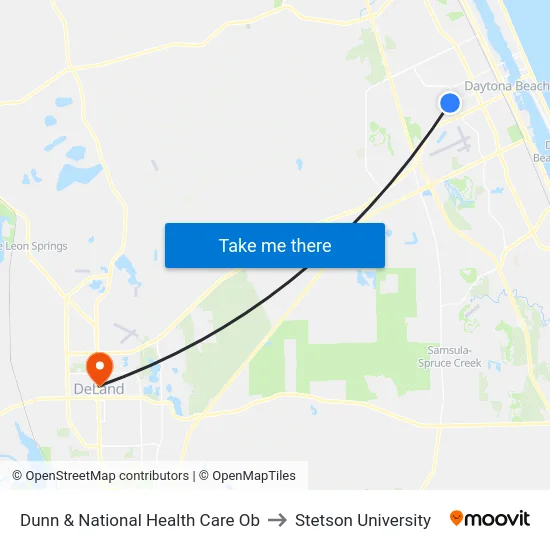 Dunn & National Health Care Ob to Stetson University map