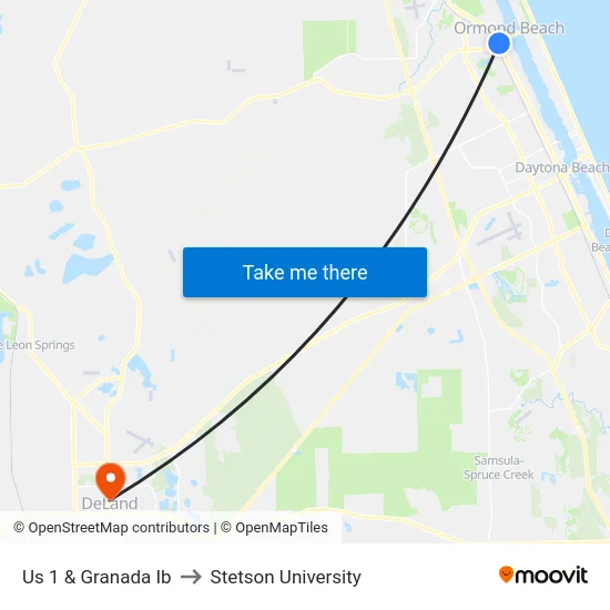 Us 1 & Granada Ib to Stetson University map
