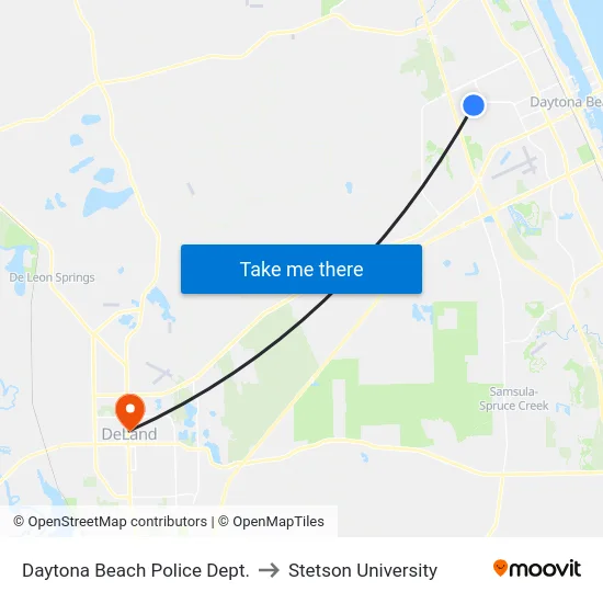 Daytona Beach Police Dept. to Stetson University map