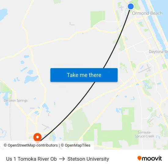 Us 1  Tomoka River Ob to Stetson University map