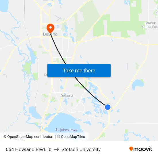 664 Howland Blvd. Ib to Stetson University map