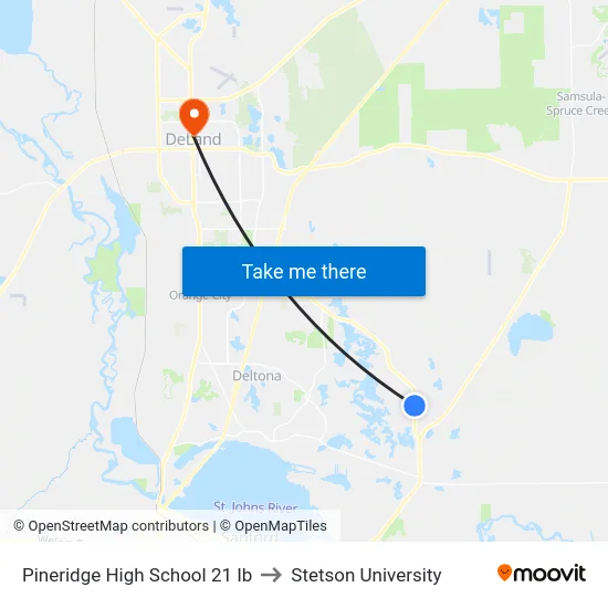 Pineridge High School 21 Ib to Stetson University map