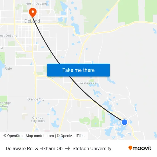 Delaware Rd. & Elkham Ob to Stetson University map
