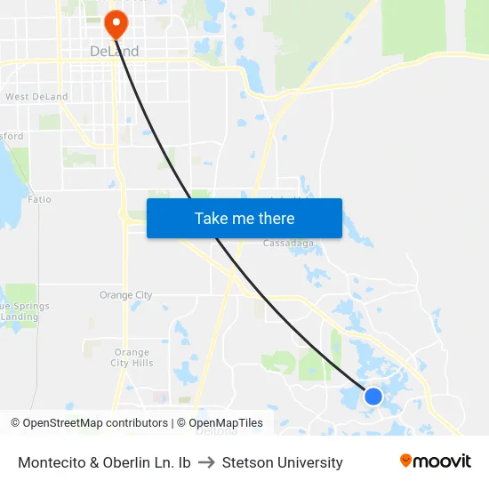 Montecito & Oberlin Ln. Ib to Stetson University map