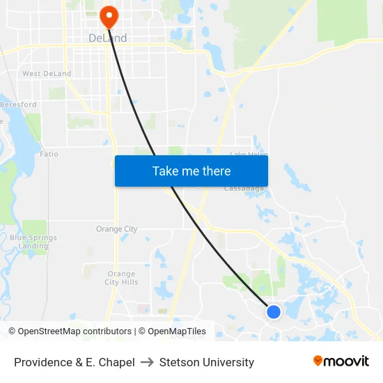 Providence & E. Chapel to Stetson University map