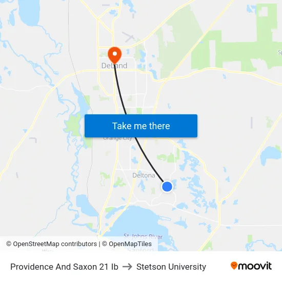 Providence And Saxon 21 Ib to Stetson University map