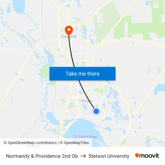 Normandy & Providence 2nd Ob to Stetson University map