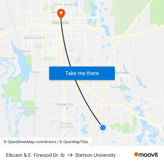 Elkcam & E. Firwood Dr. Ib to Stetson University map