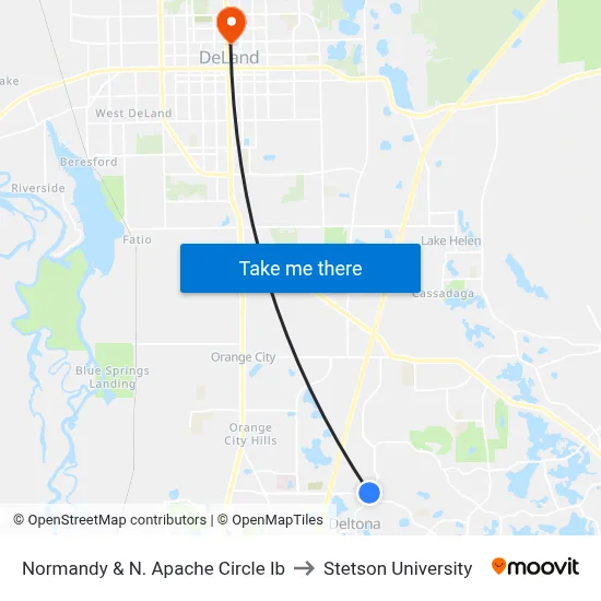 Normandy & N. Apache Circle Ib to Stetson University map