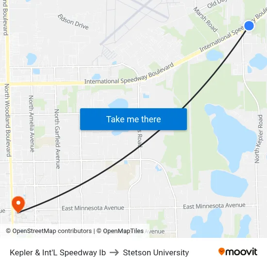 Kepler & Int'L Speedway Ib to Stetson University map