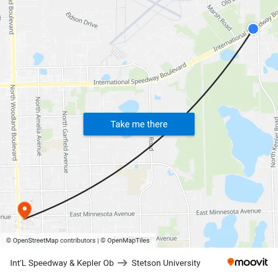 Int'L Speedway & Kepler Ob to Stetson University map