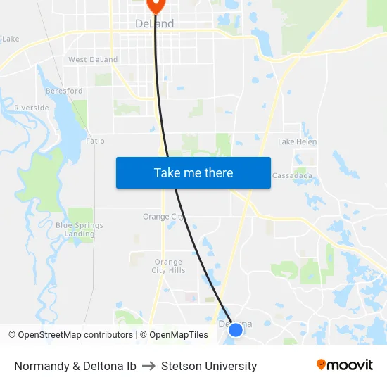 Normandy & Deltona Ib to Stetson University map