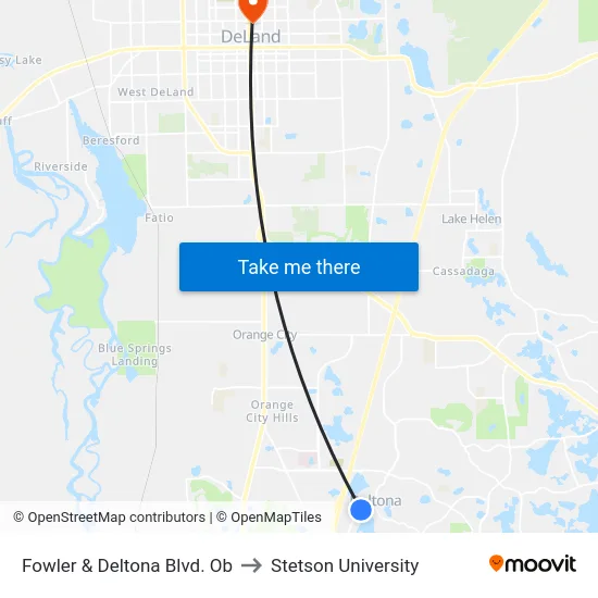 Fowler & Deltona Blvd. Ob to Stetson University map