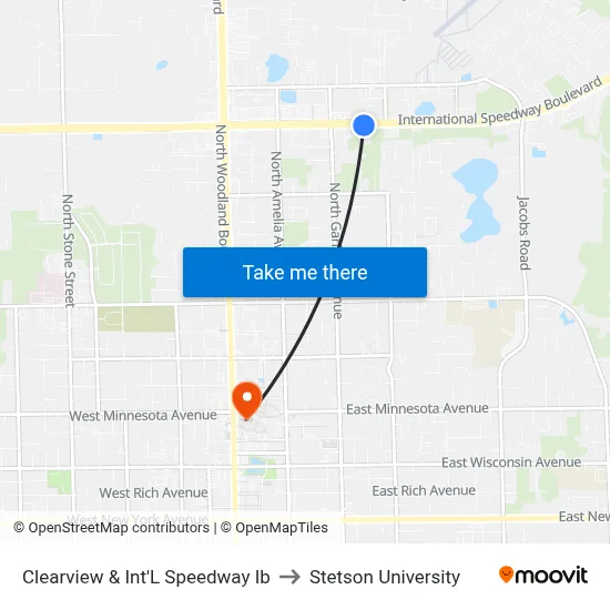 Clearview & Int'L Speedway  Ib to Stetson University map