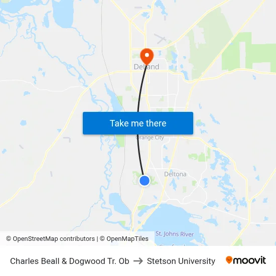 Charles Beall & Dogwood Tr. Ob to Stetson University map