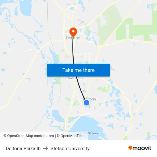 Deltona Plaza Ib to Stetson University map