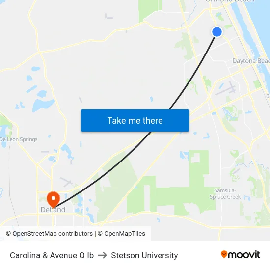 Carolina & Avenue O  Ib to Stetson University map