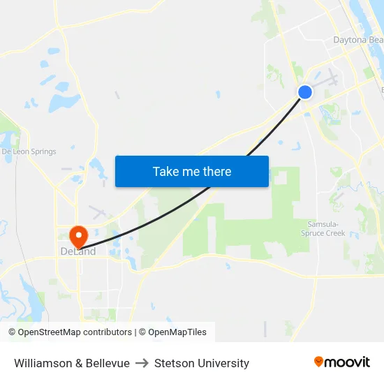 Williamson & Bellevue to Stetson University map