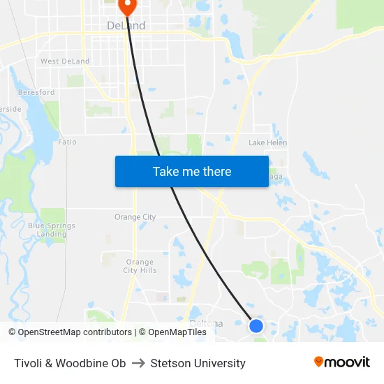 Tivoli & Woodbine Ob to Stetson University map