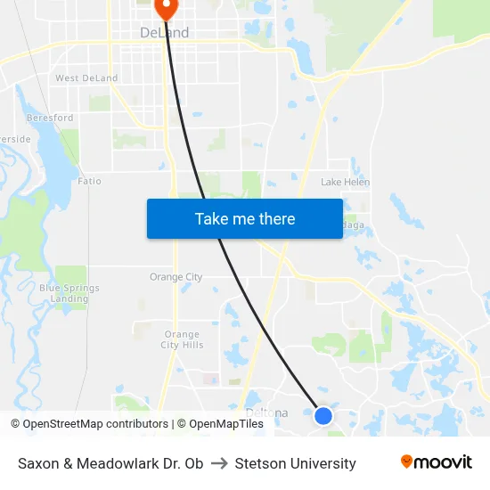 Saxon & Meadowlark Dr.  Ob to Stetson University map