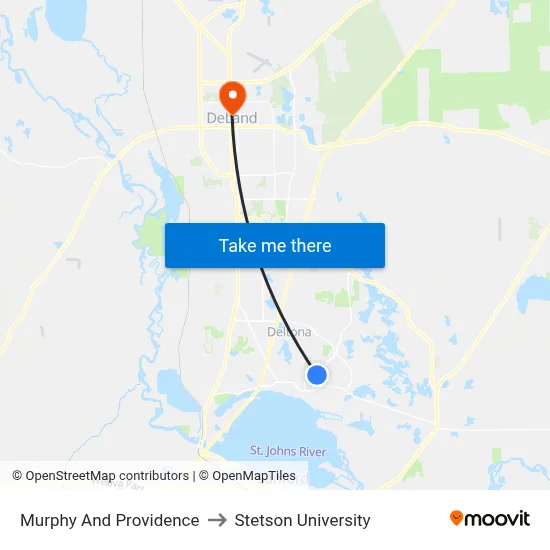 Murphy And Providence to Stetson University map
