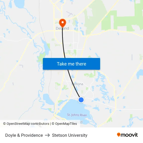 Doyle & Providence to Stetson University map