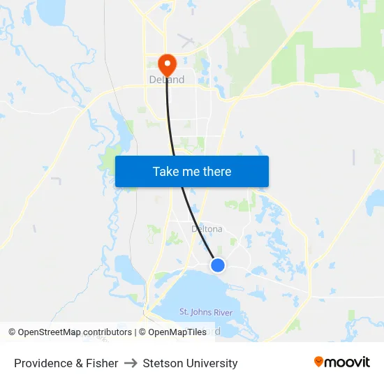 Providence & Fisher to Stetson University map