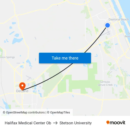 Halifax Medical Center Ob to Stetson University map
