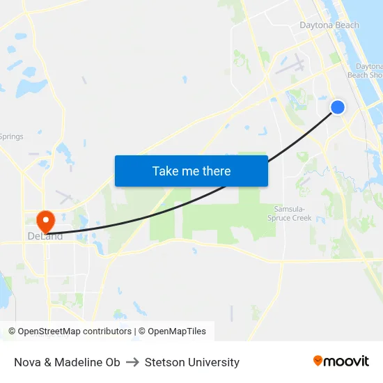Nova & Madeline Ob to Stetson University map