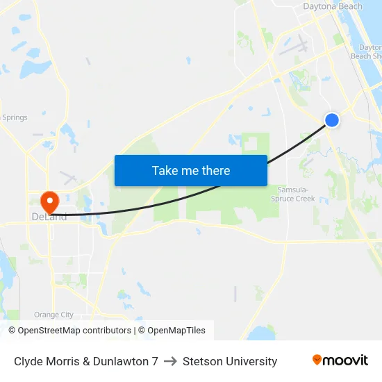 Clyde Morris & Dunlawton 7 to Stetson University map