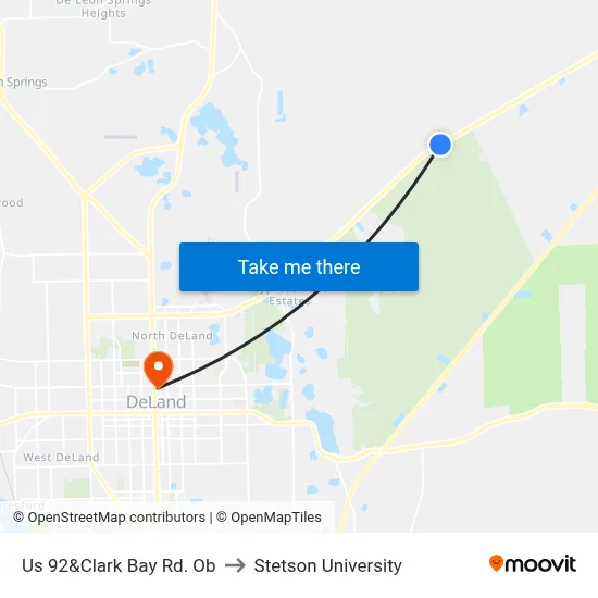 Us 92&Clark Bay Rd.  Ob to Stetson University map