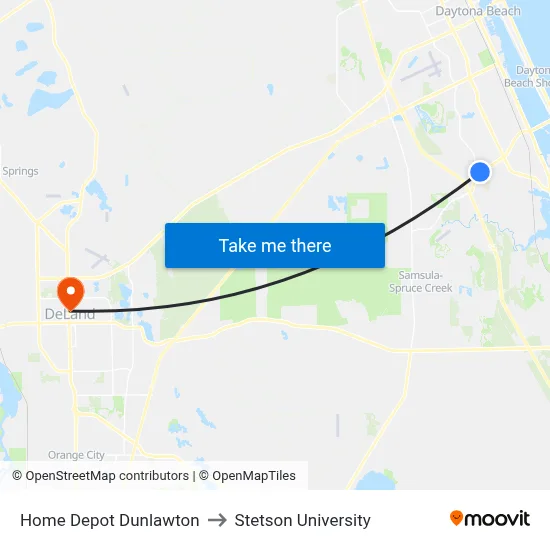 Home Depot  Dunlawton to Stetson University map