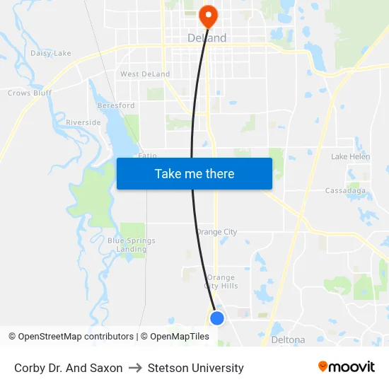 Corby Dr. And Saxon to Stetson University map