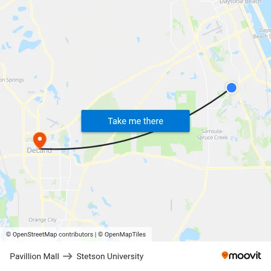 Pavillion Mall to Stetson University map