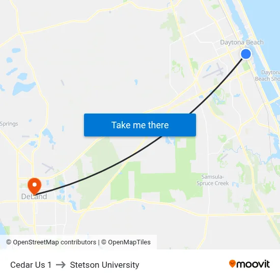 Cedar    Us 1 to Stetson University map