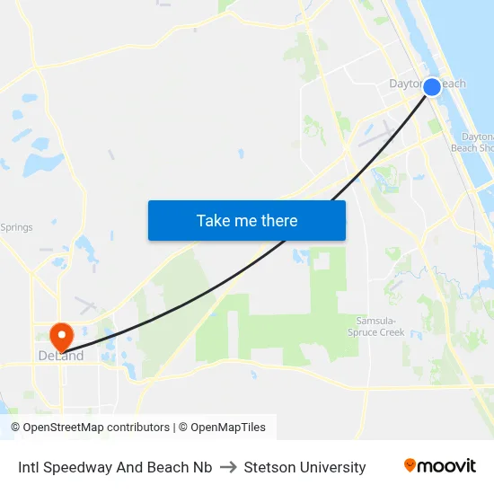 Intl Speedway And Beach  Nb to Stetson University map