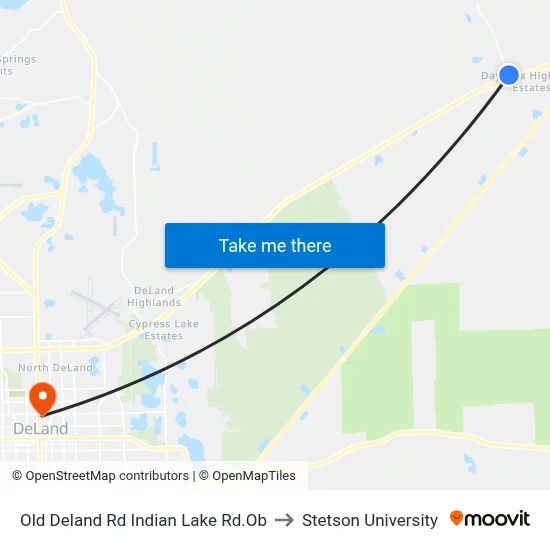 Old Deland Rd  Indian Lake Rd.Ob to Stetson University map