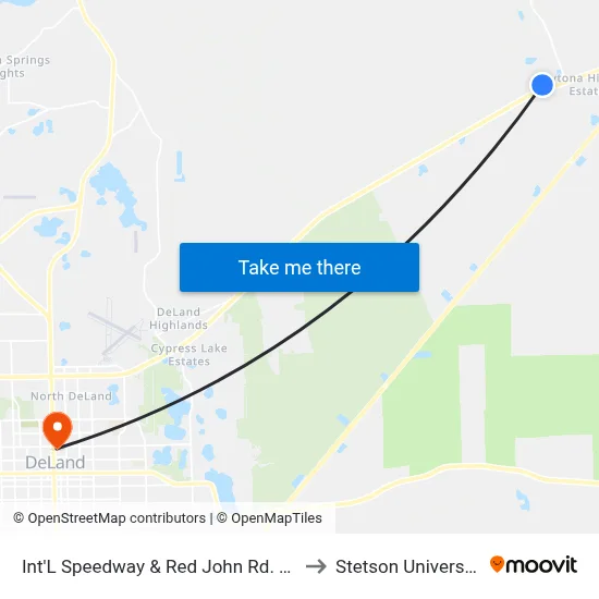 Int'L Speedway & Red John Rd. Ob to Stetson University map