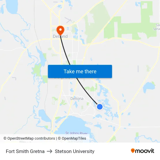 Fort Smith  Gretna to Stetson University map
