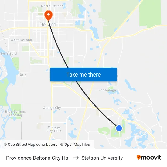 Providence  Deltona City Hall to Stetson University map