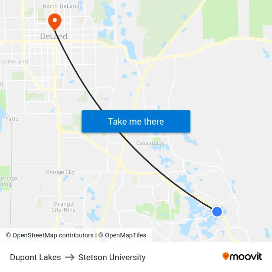Dupont Lakes to Stetson University map