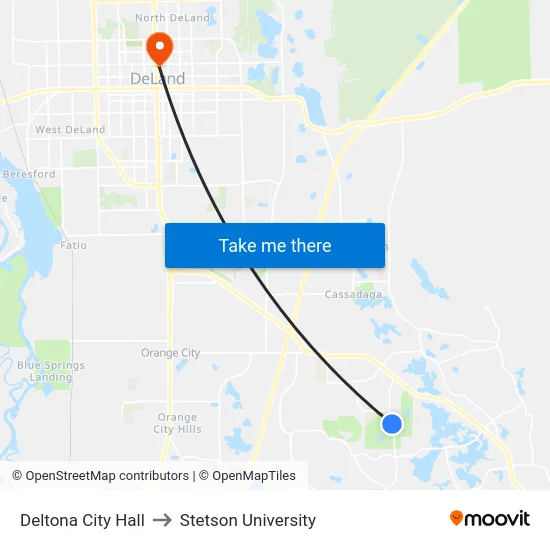 Deltona City Hall to Stetson University map