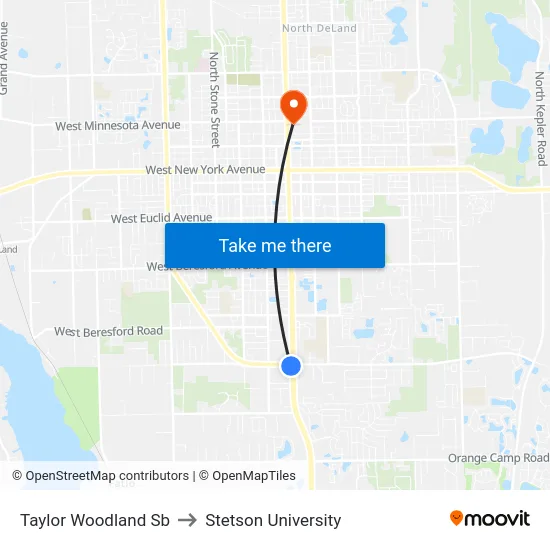 Taylor  Woodland Sb to Stetson University map