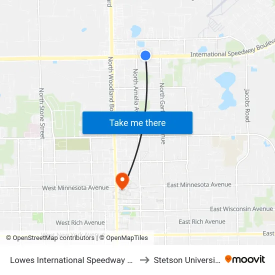 Lowes  International Speedway  Ob to Stetson University map