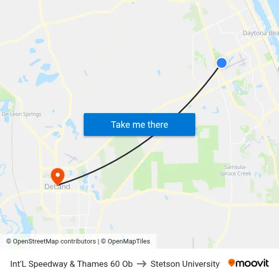 Int'L Speedway & Thames 60 Ob to Stetson University map