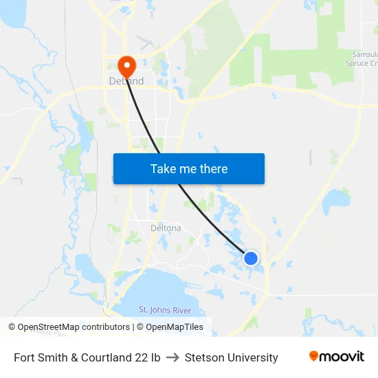 Fort Smith & Courtland 22 Ib to Stetson University map